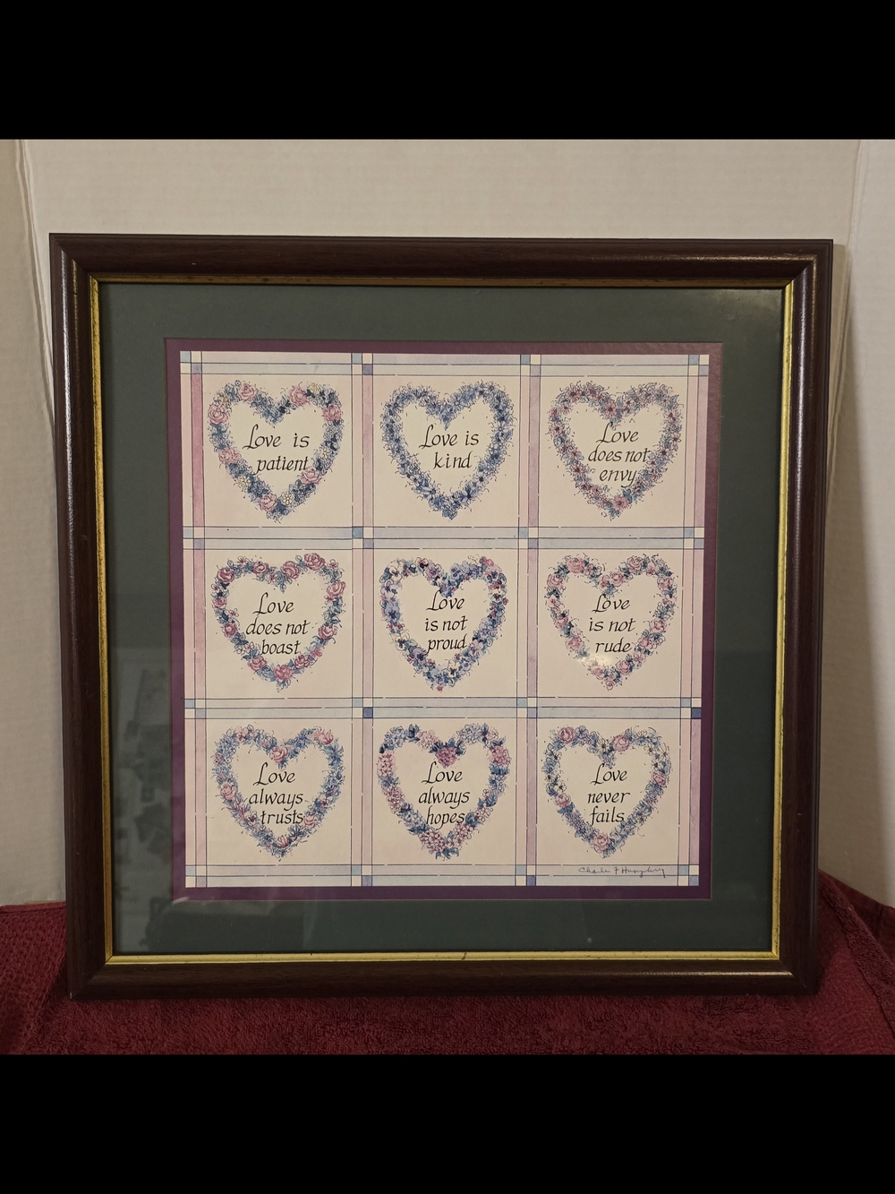 Vintage HomCo "Love is Patient" 1 Corinthians 13 Framed Wall Art (17"x17")